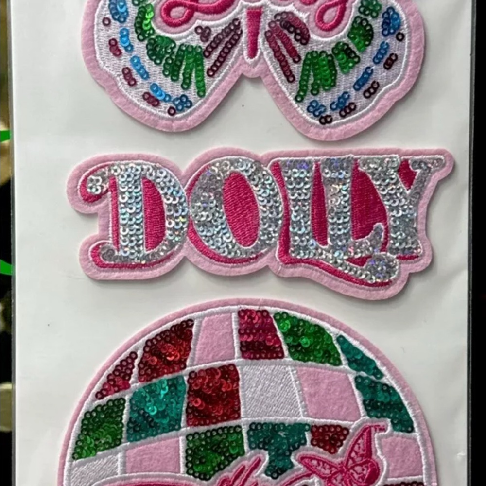 Dolly Parton Sequin Patch Set - Pink, Green, Red - Picture 3 of 4